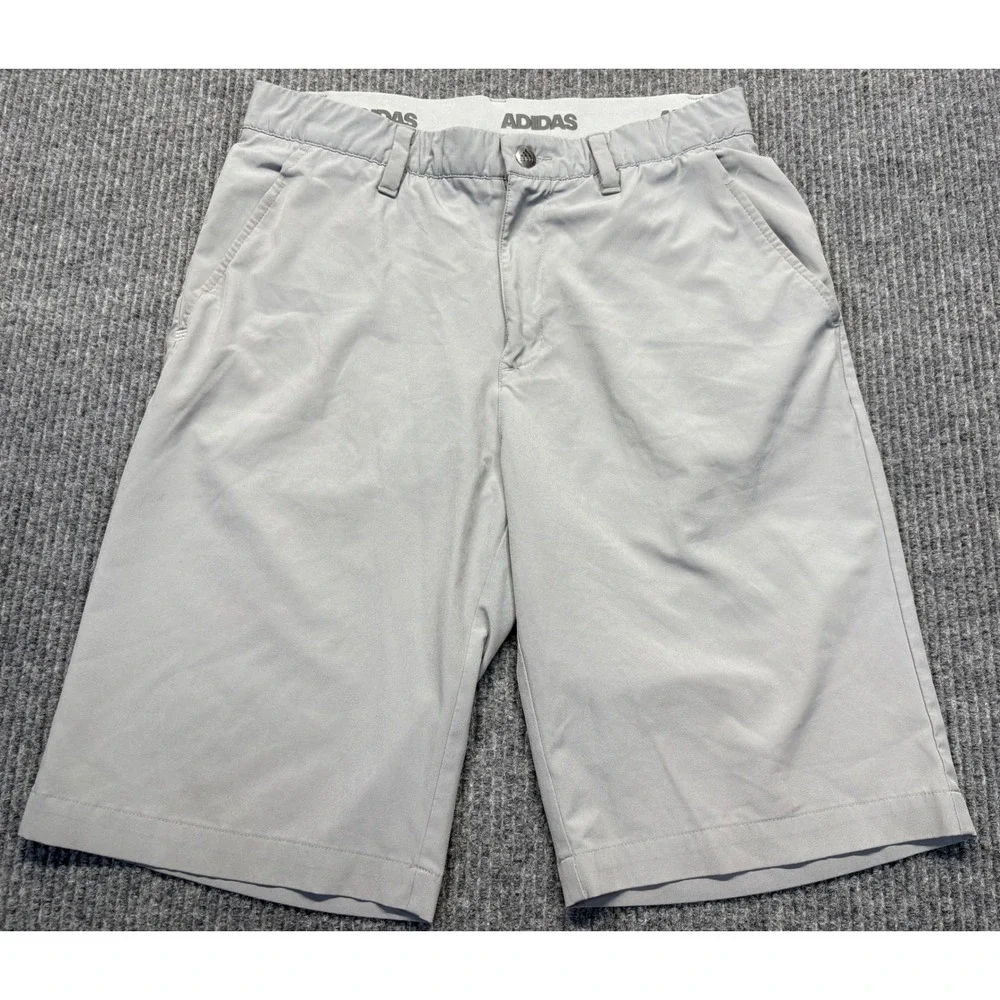 Adidas Mens Gray Golf Shorts Size 30 Flat Front Performance Activewear